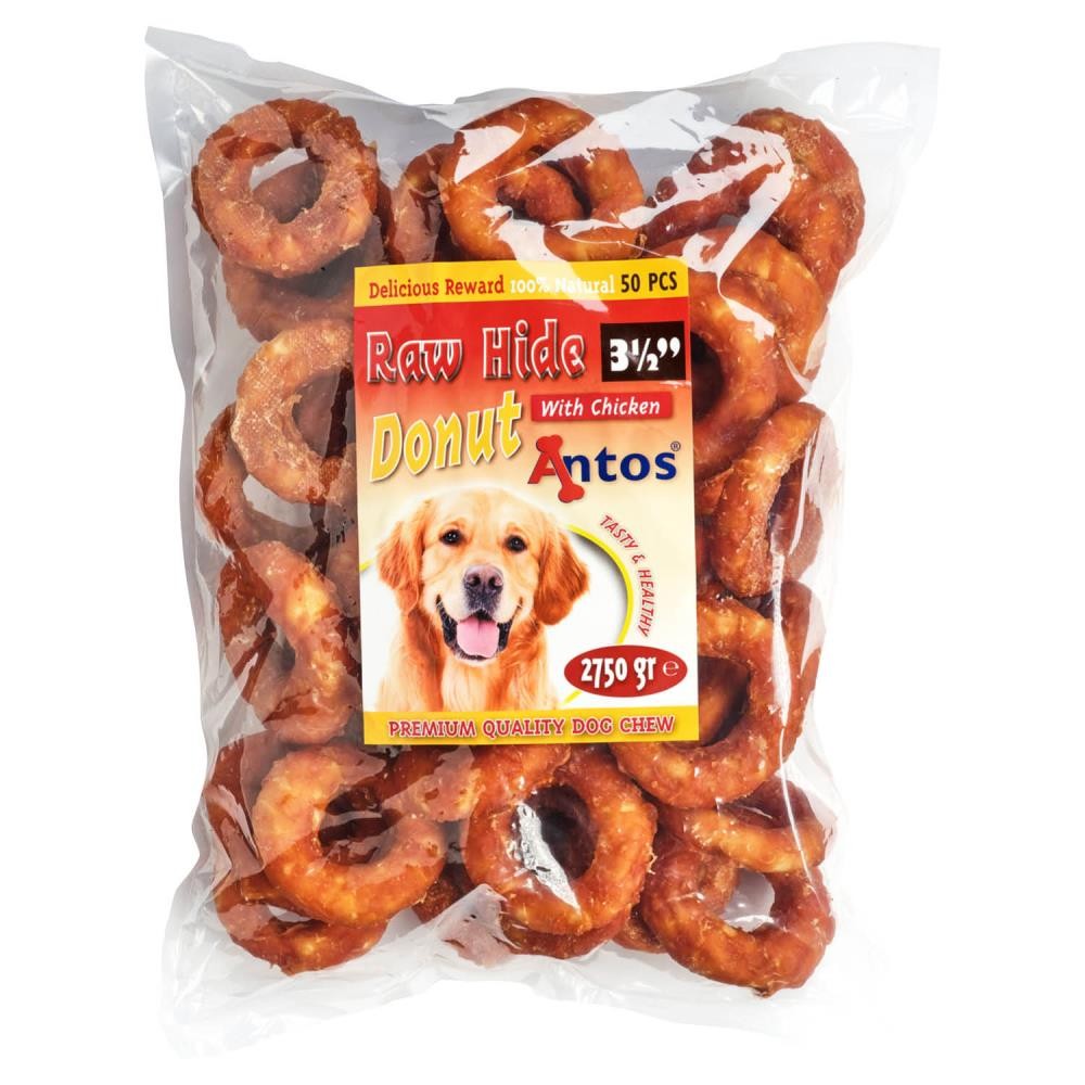 Raw Hide White + Chicken Donut 3½" 50 pcs